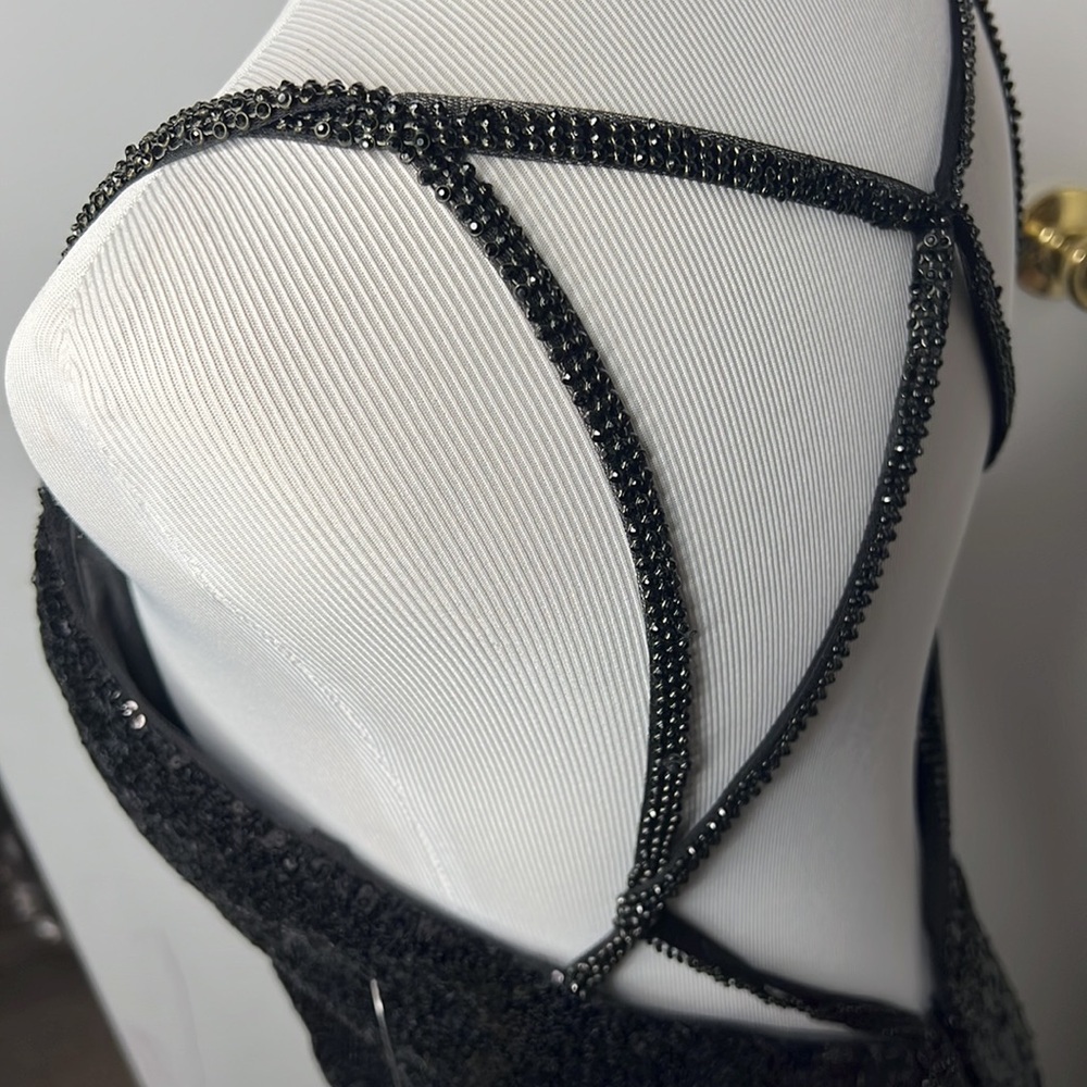 Glow Dress Black Sequin Rhinestone Open Back Prom Formal Homecoming NWT - Picture 14 of 17
